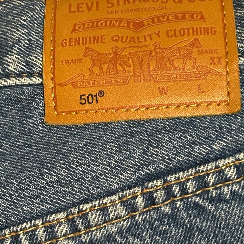 Levi's Blue Distressed Jean Shorts - Picture 3 of 6